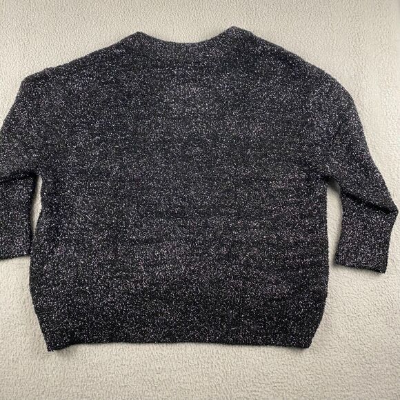 Ava & Viv Womens Sweater V Neck Black Silver Metallic Plus Size 3X (24W/26W) NWT - Picture 2 of 8